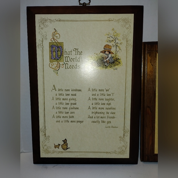 Vtg Holly Hobbie Wood Plaque What The World Needs American Greeting & Footprints - Picture 2 of 16